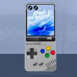 Retro Handheld Vibe Phone Case  for Samsung ZFLIP4/ ZFLIP5/ ZFLIP6/ ZFLIP7 Shockproof Protective Bumper Cute 3D Curly Edge Abstract Heart Pattern Trendy Aesthetic Gift for Women shar