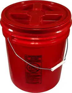 Bucket Kit, One Red 5 Gallon 90 mil Bucket with Red Gamma Seal Lid