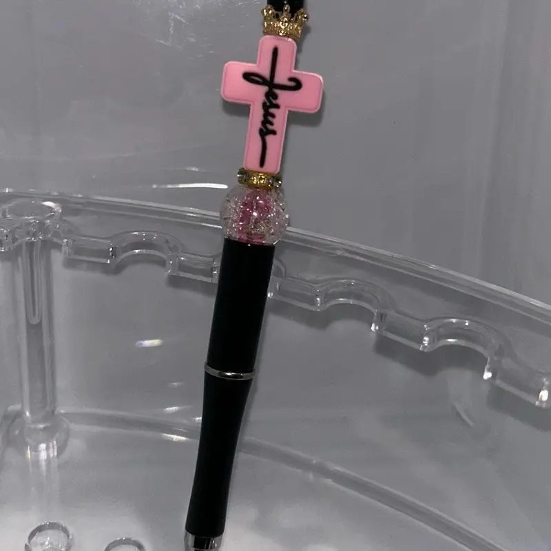 Pink Jesus cross pen