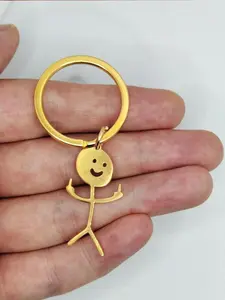 Unisex Cartoon Figure Keychain, Stainless Steel Metal Keyring, Cute Funny Doodle Necklace Charm, All Seasons Accessory