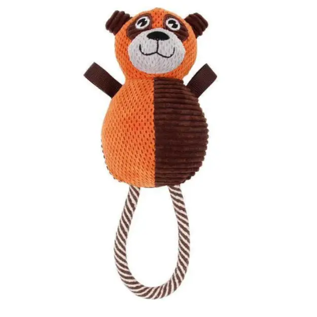 Pet Life  'Huggabear' Natural Jute Squeaking and Tug Plush Dog Toy