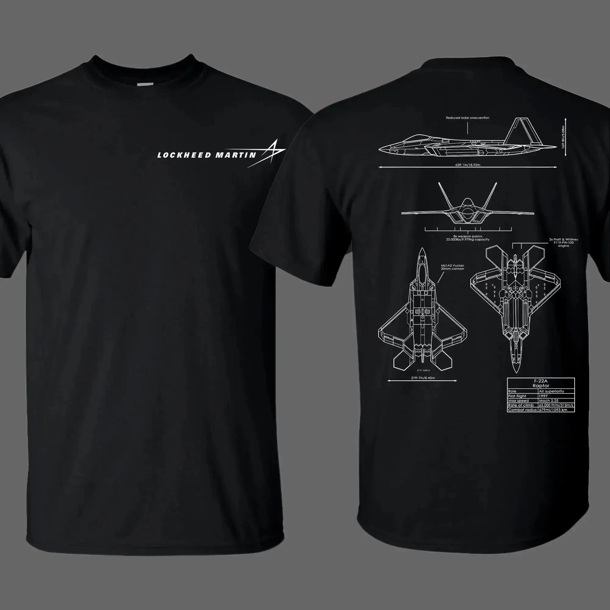F22 Raptor Blueprint T-Shirt, Vintage Lockheed Martin Graphic Tee, Military Enthusiast Streetwear Clothing Gift for Men Breathable Printing Menswear Top Tshirt Gamis Tropical Crewneck Shortsleeve Casual