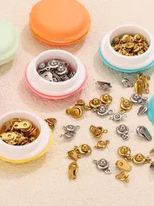 Elegant Macaron Box + 10-Piece Gold & Silver Dual-Hole Connectors Set, DIY Jewelry Accessories for Bracelets Necklaces, All-Season Crafting Supplies