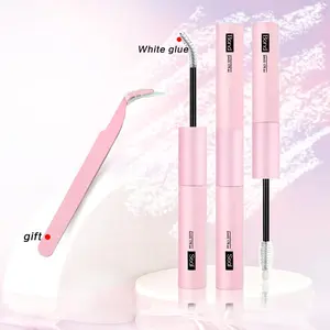 2 In 1 Lash Glue with tweezers, Long Lasting DIY Cluster Strip Eyelash Glue, Eyelash Extension Glue, Double Sided Eyelash Bond and Seal Cosmetic for Women & Girls