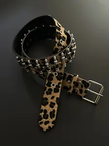 Tiger Stripe Bullet Belt American Hip Hop Street Style Unisex Accessory, Fashionable Waistband for Men & Women, Trendy Clothing Accents, Adjustable Ratchet Belt