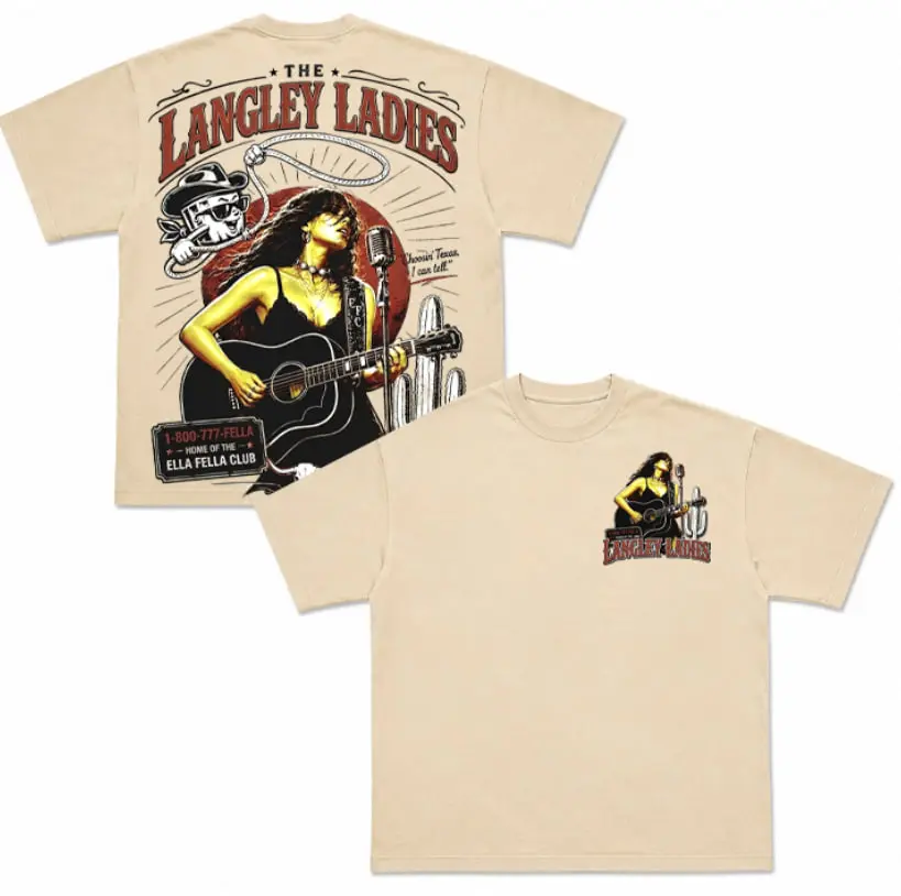 Langley Ladies Vintage Country Music T-Shirt, Western Cowgirl Graphic Tee