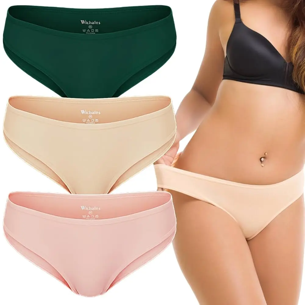 Cotton Underwear for Women Bikini Panties Breathbale Stretch Soft No Show Womens Underwear Comfortable Women's Panties Moisture Wicking Underwear Women Pack