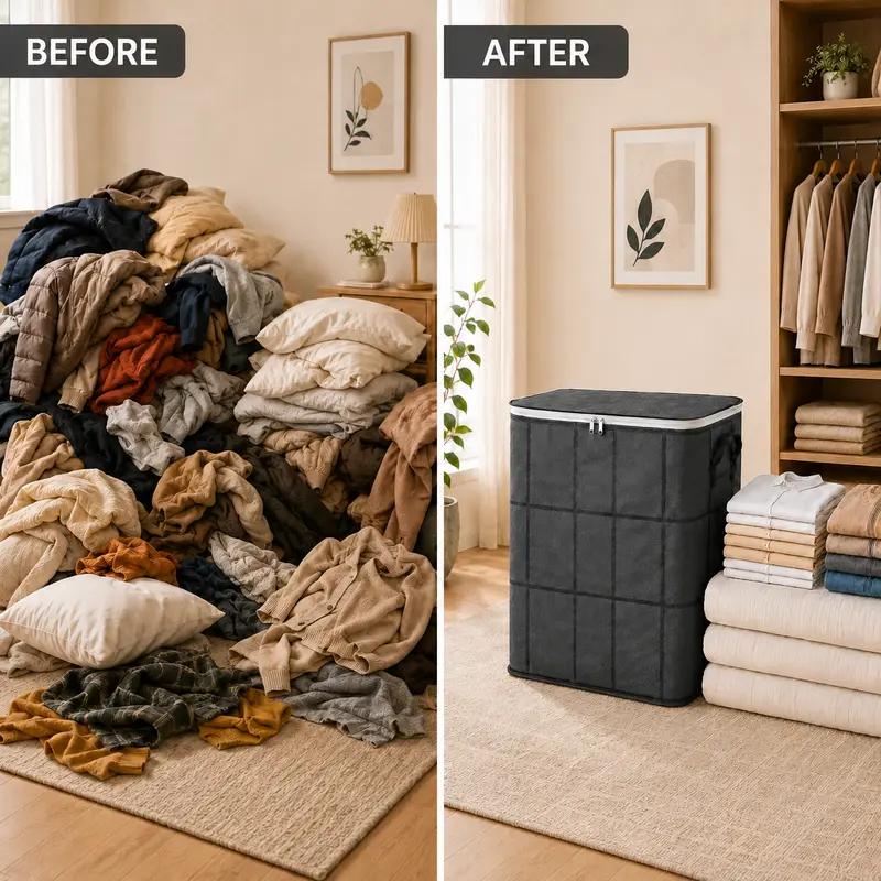 XXL 180L Large Foldable Storage Bag with Handles - Heavy Duty Clothes Organizer for Closet, Moving & Seasonal Storage, Space Saving