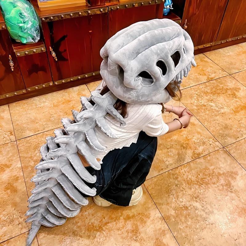 keleton Costume Set Fun Skeleton Dinosaur Costume Dress-Up Fossil Jumpsuit Cosplay Outfit Halloween