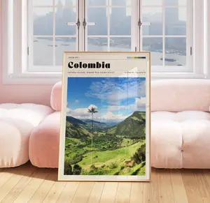 Colombia Travel Poster, Landscape, Mountains And Tress, Vintage Photograph, Gift For Nature Lovers, Gift For Friend
