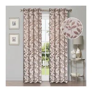 Superior Modern Leaves Blackout Curtain Panel Set, 42X108