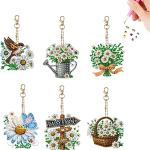 6Pcs DIY Special Shape Diamond Art Painting Keychain Kit Double-Sided Diamond Keychains Crystal Rhinestone Diamond Mosaic Key Chain Unique Handmade Gift