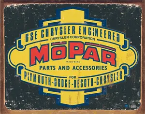 Mopar Logo '37 - '47 Tin Sign - Nostalgic Vintage Metal Wall Décor - Made in USA