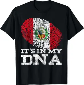 100%cotton It's In My DNA Peruvian Gifts Hispanic Bandera de Peru Flag T-Shirt