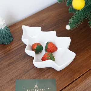 Christmas Ceramic Tree Plate, Elegant Design Deep Dish, Salad Plates, Snack Tray, Fruit Bowl, Party Tableware, Gift for Christmas
