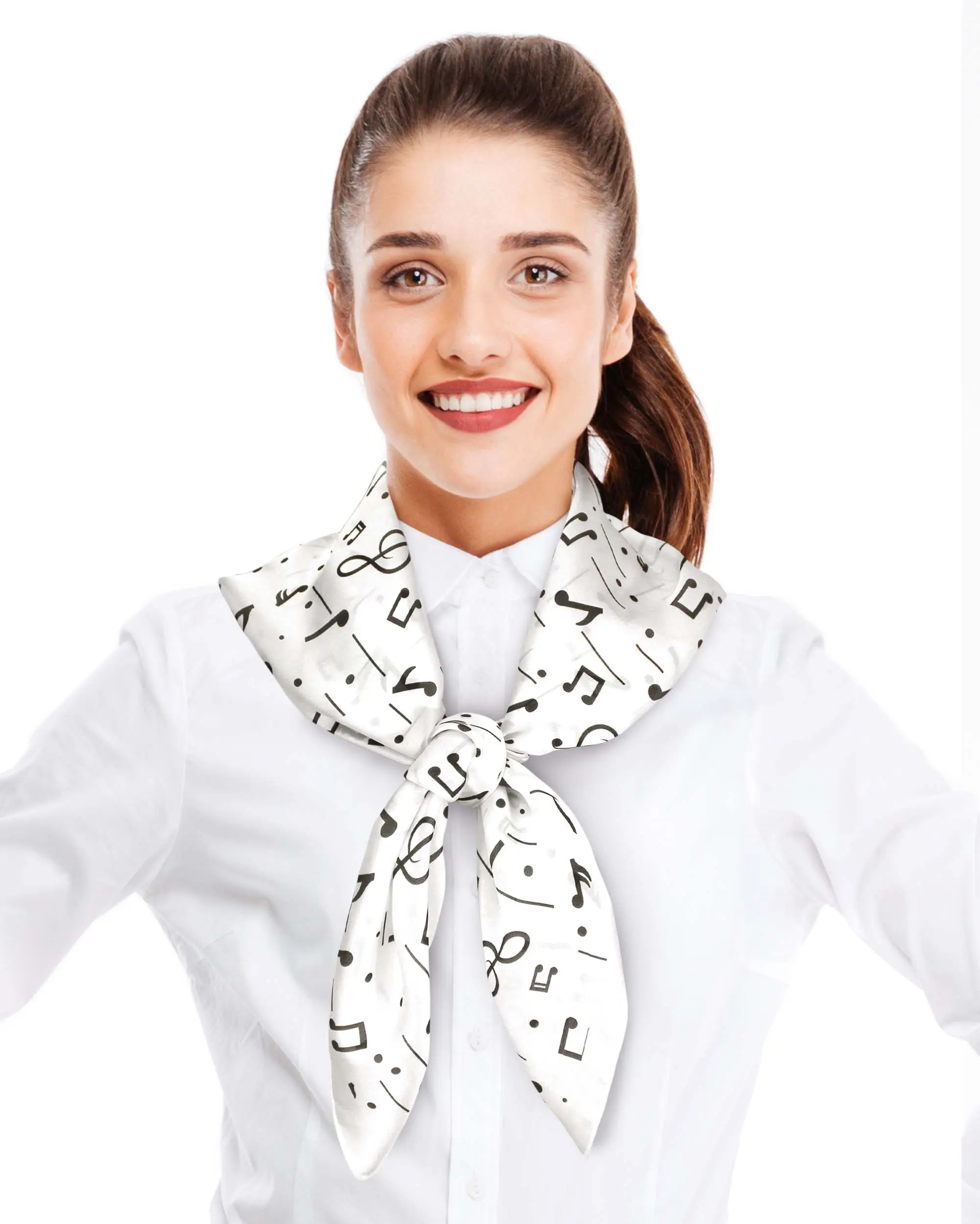 CBC Crown Silk-Feel Music Note Scarf for Men & Women, 35" x 35" Square Lightweight Polyester Accessory for All Seasons & Everyday Casual Wear, Art, Basic, Square Size, Silk-Like Feel, Daily, Hand Wash Only, Unisex, Musical