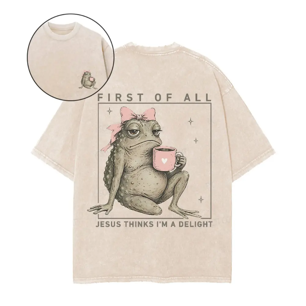 Vintage First Of All Jesus Thinks I'm A Delight Tee | Heavyweight Oversized Frog Shirt