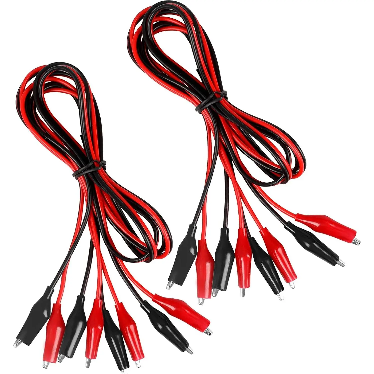 4-Pack 1m/3.28ft Insulated Alligator Clips PVC Wire Bundled Sets, Stamping Double-Ended Jumper Wires for Electrical Testing, Circuit Connection