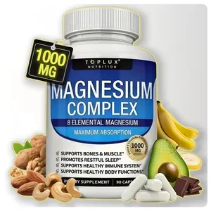 TOPLUX Magnesium Complex 8 Essential Magnesium Supplements 1000 mg Vitamin Dietary Fitness Edible，High Absorption Multi Magnesium Supplement Capsules Healthcare Dietary - made in US - bringingits unique advantage to the table