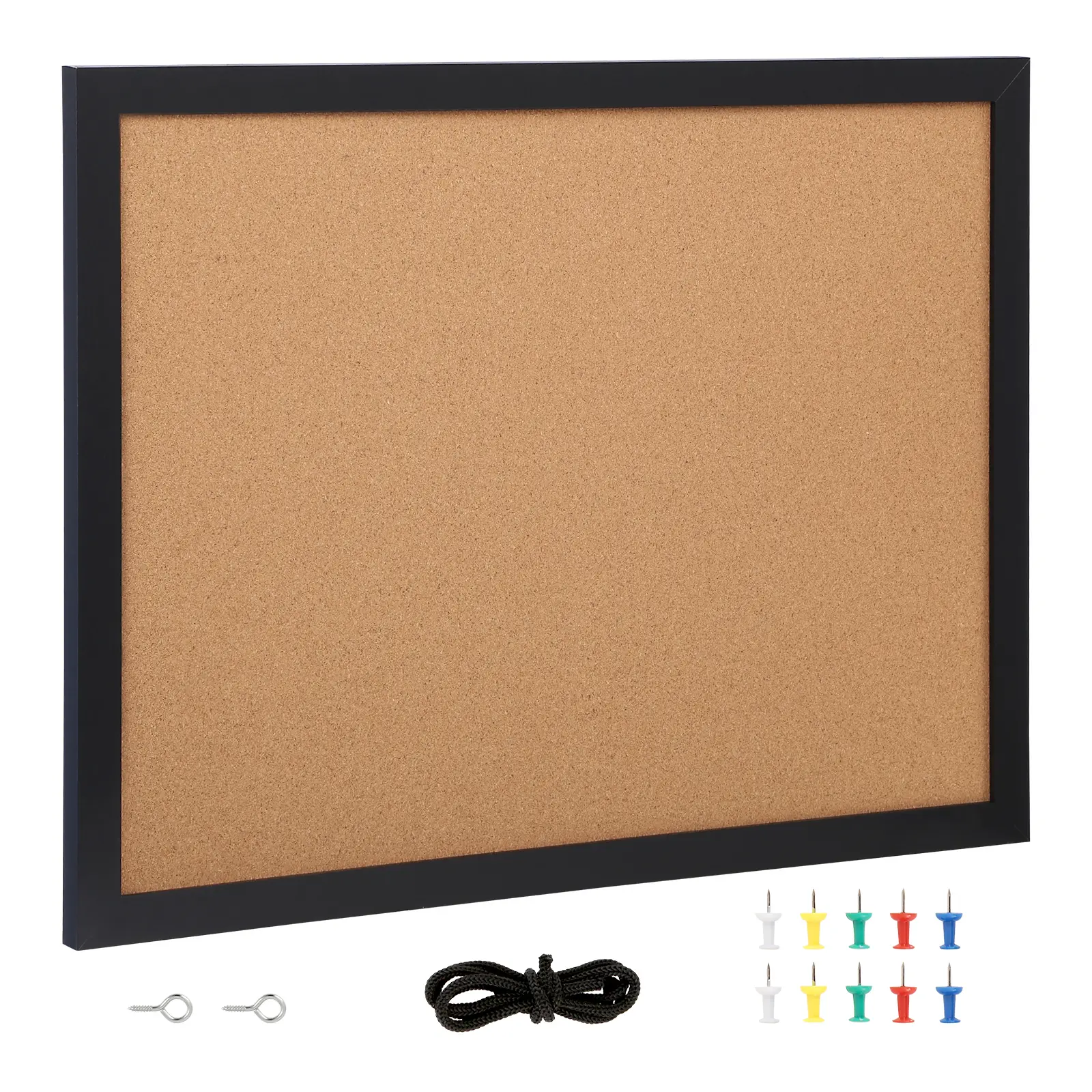 Cork Board, 24 x 18 inches, Double-sided Bulletin Board with MDF Sticker Frame, Vision Board Includes 10 Pushpins, for Display and Decoration in Office Home and School