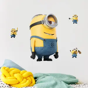 Minions Stuart Wall Decal Set - 19-Inch Tall Decal with 3 Mini Stickers for Kids' Rooms, Playrooms, and Game Rooms - Easy Application and Removal - Officially Licensed Minions Merchandise
