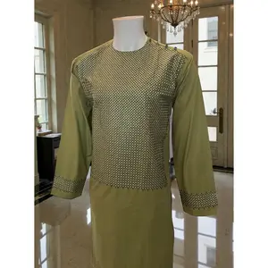 Olive Green Afghan Parahan Tunban for Men with Machine Khamakdozi – Medium