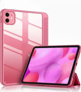 Case for iPad (A16) 11th Generation 11 Inch, iPad 10th Generation Case 10.9 Inch With Pencil Holder,Slim Cover with Clear Back Shell,Auto Wake/Sleep Purple Pink
