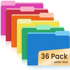 File Folders, 36 Pack Manilla Folders 8.5 x 11, Colored File Folders  Office School Supplies for Documents Files Paper, 6 Assorted Colors