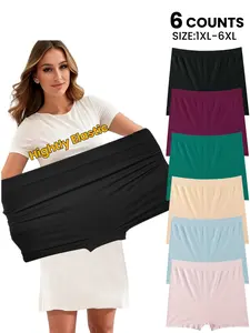 Plus Size 1XL-6XL,Women's High Waist Seamless Breathable Shorts,Solid Color Underwear, Super Soft&High Elastic Comfortable Panties,Girl's Lingerge Essentials,Basic Briefs for Sleep and Daily Wear,All Season Wear, High Rise Panties