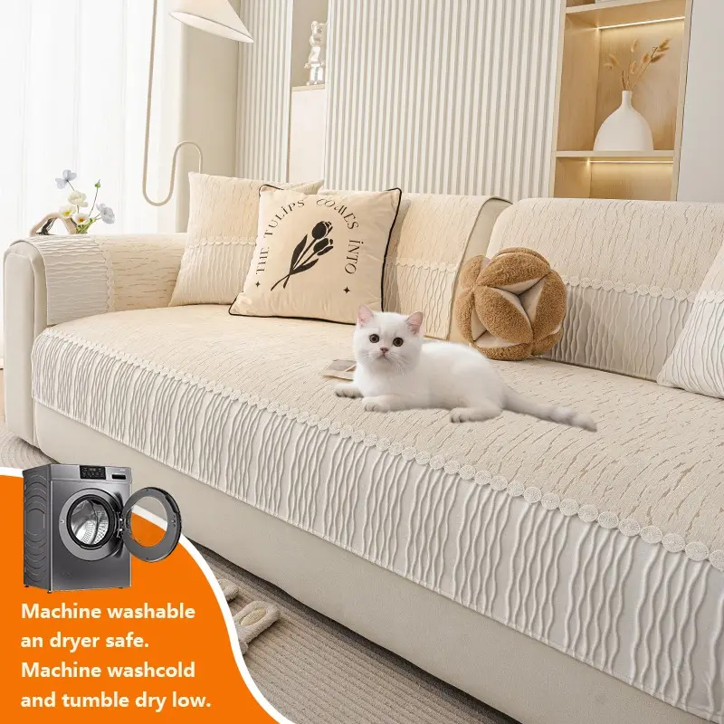 1pc Chenille Sofa Cushion, All-Season Modern Simple Design, Anti-Slip Durable, Pet Friendly Warm Backrest Pad