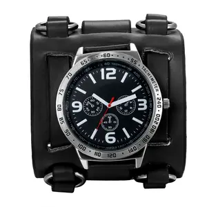 OIDEA Men's Masculine Round Multi-Function High-Resistance Long-Lasting Sport Quartz Watch, Japan Seiko Movement, Triple Subdial, Bar Scale, Roman Leather Band, 3ATM Waterproof, Long-Lasting Quartz Watches, Multi-Function Quartz Watches