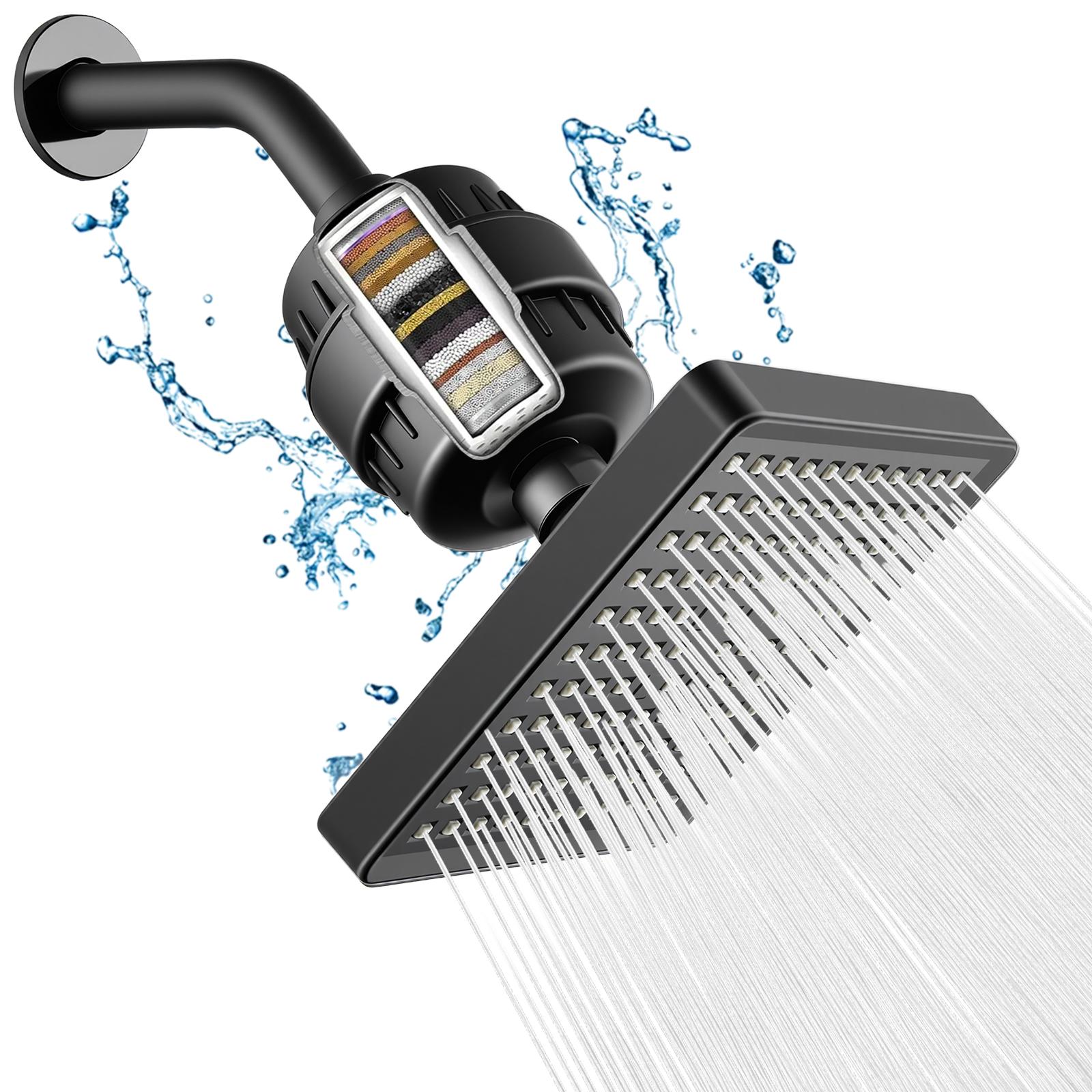 Filtered Shower Head Set 20 Stage Shower Filter - Reduces Chlorine And Heavy MetalsHigh Pressure Showerhead Filter With 6" Round, Luxury Polished Chrome