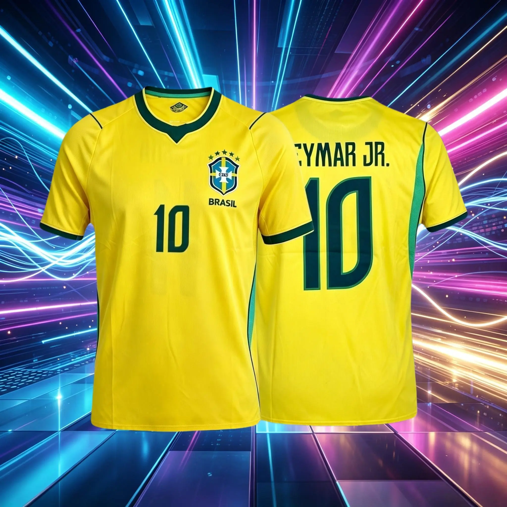 2026 Brazil National Home And Away Yellow And Blue Neymar Vini Raphinha Short Sleeve Soccer Jersey Fans Version