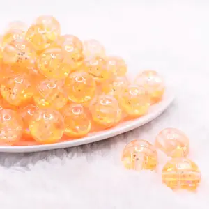 18mm Orange Glitter Acrylic Water Beads