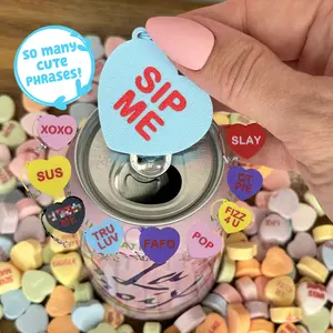 Tab Buddy Candy Heart soda can opener with Keychain strap - Sweet Mother's Day Gift BFF Birthday Present for long nails, friend, mom Kitchen Utensils