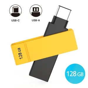 iXflash 128GB USB A & USB C 3.2 Photo Stick Flash Drive for iPhone, iPad, Mac Black/Yellow
