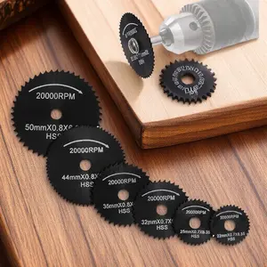 High-Strength 7pc Circular Cutting Disc Set Multi-Function Saw Blades for Angle Grinder Wood Carving Metal Stone Cutting Anti-Splash Durable Alloy Steel Saw Wheel 3.2/6.0mm Shaft Replacement Electric Tool Kit