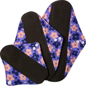 Reusable Washable Cloth Menstrual Pad, Leakproof Bamboo Charcoal Inner, Comfortable Absorbent Sanitary Hygienic Pads for Elderly & Period Women, Feminine Hygiene Products