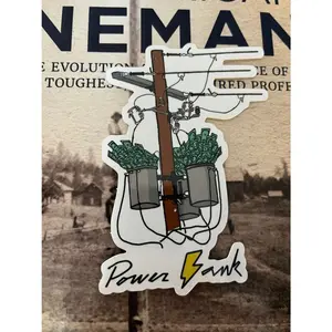 Lineman Power Bank Stickers, Electrician, Construction Skeleton Decal, Hard Hat Sticker - Cars, Trucks, Laptops, Coolers, Toolboxes, Windows & More Waterproof Vinyl Sticker