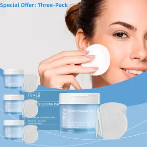 HOYGI Salicylic Acid Toner Pads, containing triple ultra-gentle fruit acids, allantoin, and centella asiatica — gently exfoliates, moisturizes, and nourishes the face (Set of 3, 70 pads each)