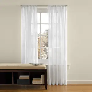 Mainstays Crushed Voile Single Curtain Panel, Sheer, White, 51" W x 84" L
