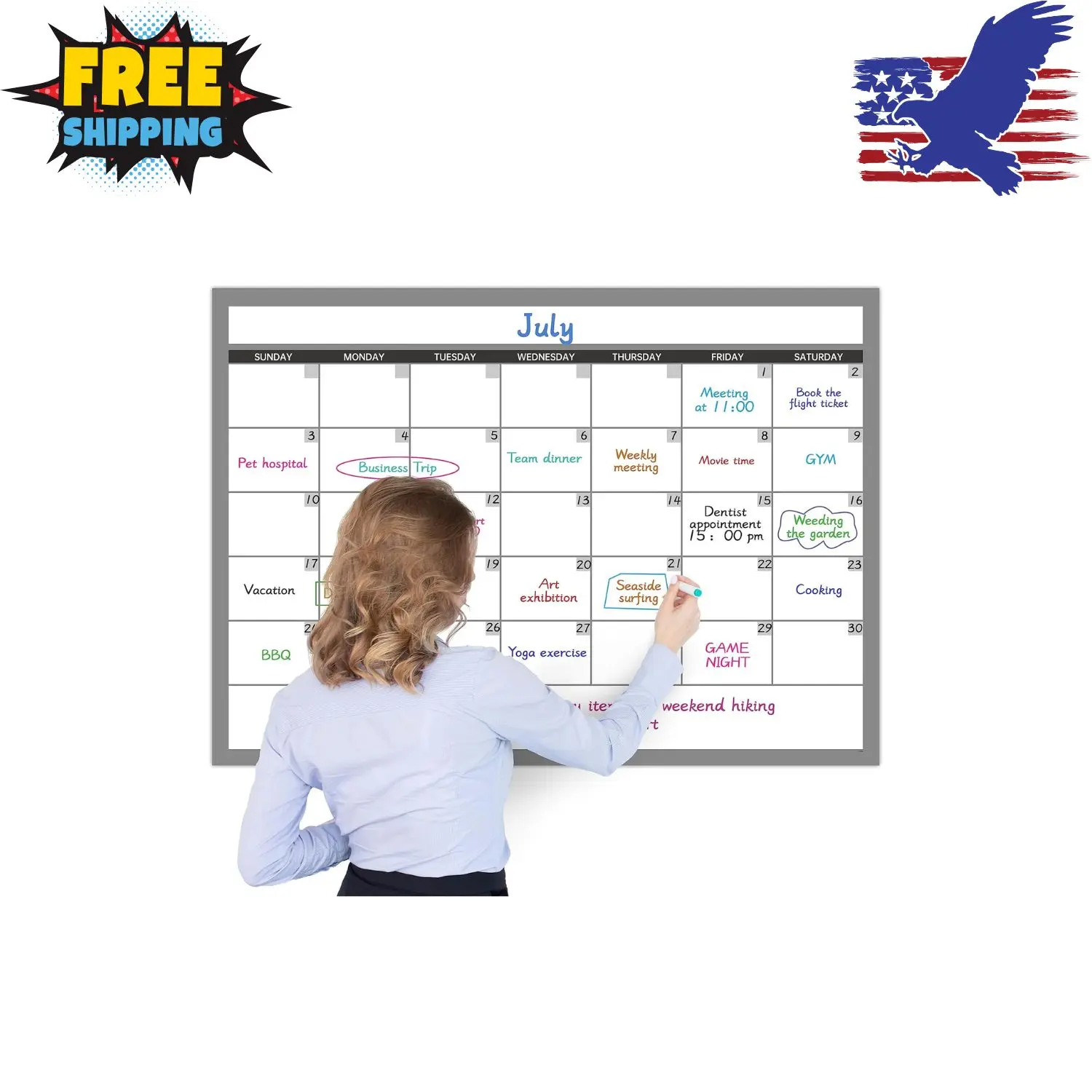 Large Dry Erase Calendar for Wall, Undated 1 Month Wall Calendar, 40" x 28"