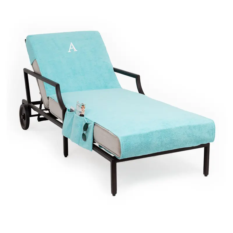 Linum Home Personalized Std Size Chaise LoungeCover w/Pockets