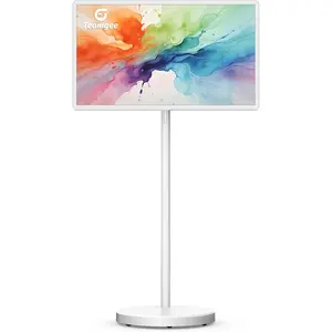 Teamgee 32-Inch Portable Smart TV on Wheels, Android 15, 8GB RAM+128G, 20W Stereo Speakers, Full Swivel Stand, Voice Remote built-in battery