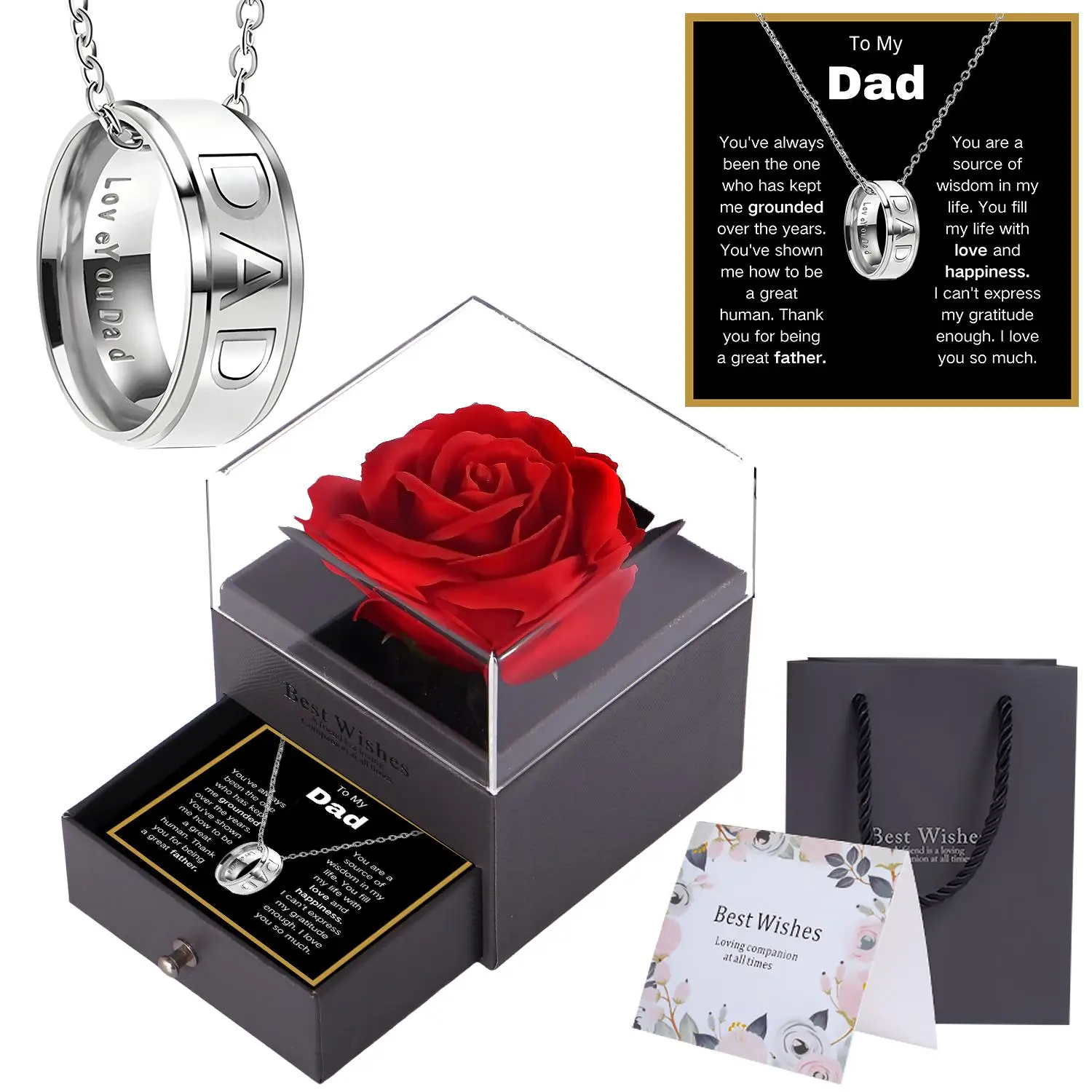Men's Gift Set, 1 Set Stainless Steel Necklace/ring Set, Gift for Birthday, Gifts for Him, Gifts for Kids, Birthday Gift, Boyfriend Gifts