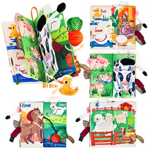 JoyCat Baby Toys, Farm or Ocean Baby Soft Toys, Cloth Board for Baby Shower Newborn, Gifts for Boys Girls Stocking Stuffers, Touch and Feel Tummy Time Crinkle Cloth Books for Infant