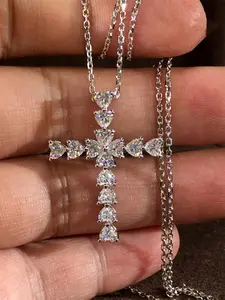 1 Pc Romantic Cubic Zirconia Necklace Pendant For Women For Valentine's Day Gift Engagement Anniversary Party Jewelry