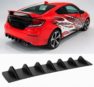 7-Fin Shark Fin Rear Bumper Lip Diffuser, Gloss Black Self-Adhesive Vortex Generator Spoiler, Universal Exterior Trim for Trucks SUVs, Car Accessories, Accessories for Car Civic Sedan Aerodynamic Upgrades