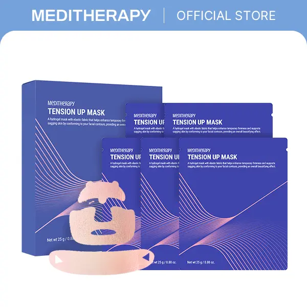 Tension Up Lifting Mask 5EA | Instant Tightening + Long-Term Sagging Repair | Full-Face 3-Piece Peptide & Collagen Hydrogel Firming Mask | MEDITHERAPY Official