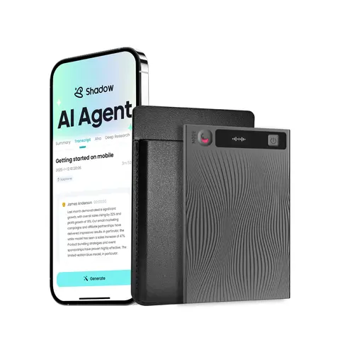 Mobvoi TicNote Agentic AI Voice Recorder - 64GB Mini 0.118" Thin Magnetic Attach Business Audio Device, 29g, 25 Hours Battery, Speaker ID, 120+ Languages Real-Time Transcription & AI Translator, for Lectures, Meetings (Aha Moments Capture)